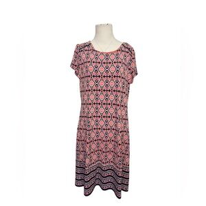 Orange and Blue Geometric Pattern Dress